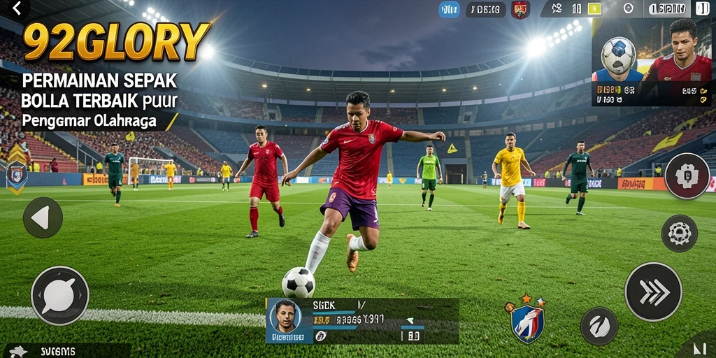 Screenshot gameplay 92GLORY yang menampilkan aksi sepak bola seru.