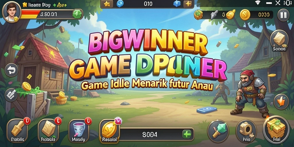 Tampilan gameplay BIGWINNER yang menampilkan aksi karakter Idle.