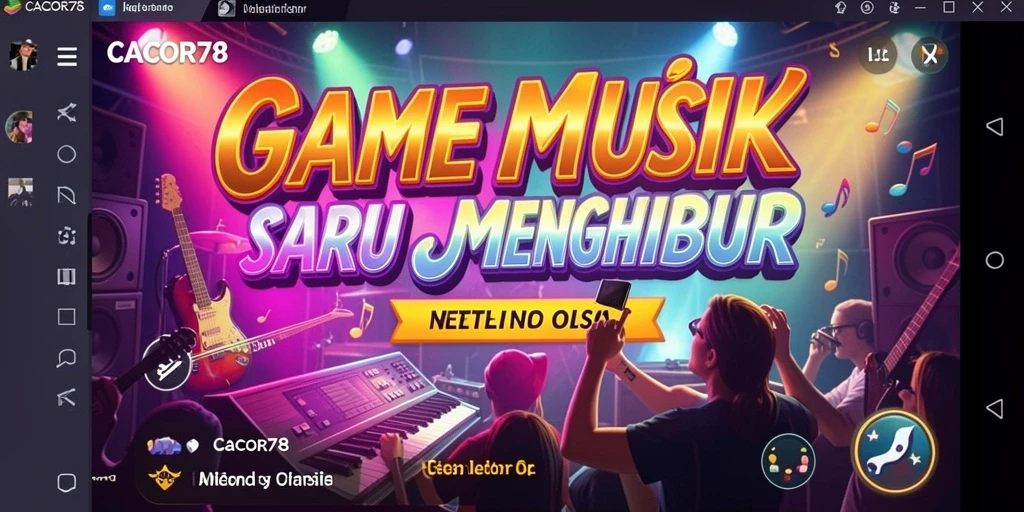 Gambaran gameplay seru dalam aplikasi CACOR78 dengan berbagai fitur musik.