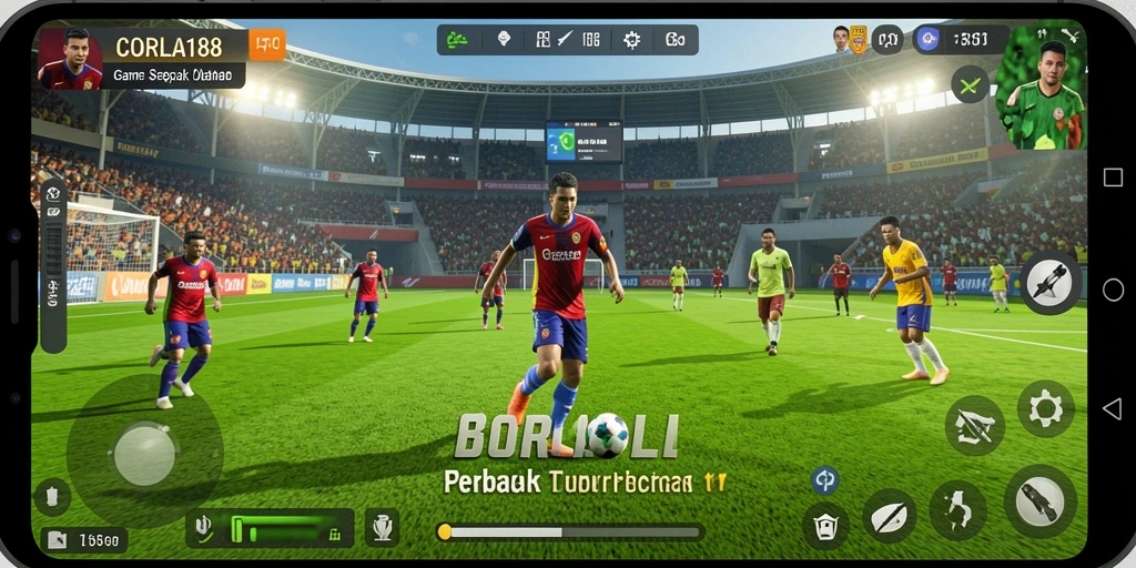 Tampilan gameplay CORLA188 yang menampilkan aksi sepak bola seru.