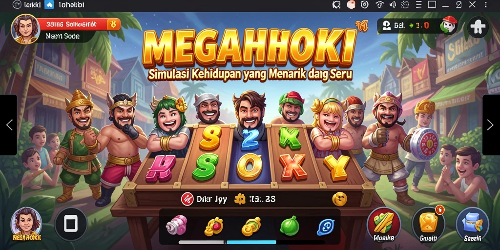 Tangkapan layar gameplay MEGAHOKI yang menampilkan pengalaman simulasi yang seru.