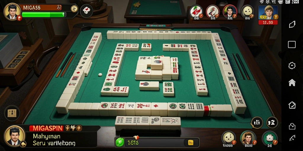 Tampilan layar utama MIGASPIN dengan gameplay Mahjong yang seru.
