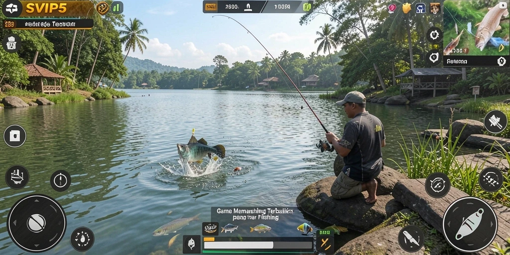 Screenshot gameplay <strong>SVIP5</strong> menampilkan pengalaman memancing yang seru.